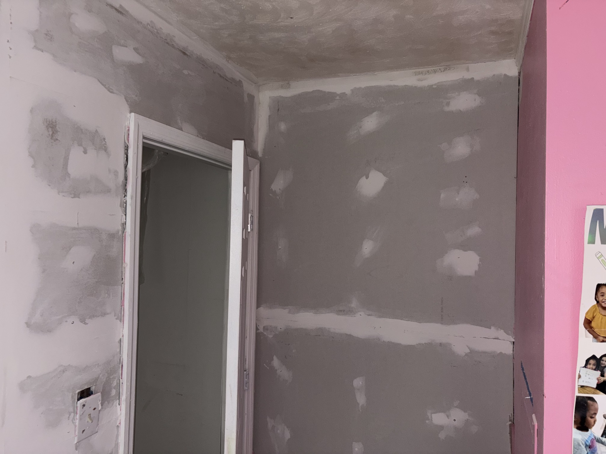 Drywall work around a doorway