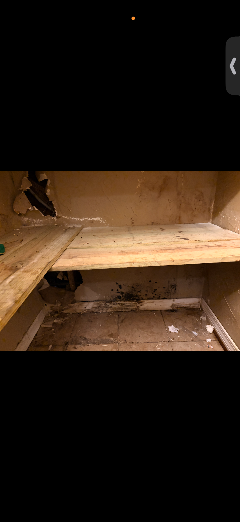 Interior area before repairs