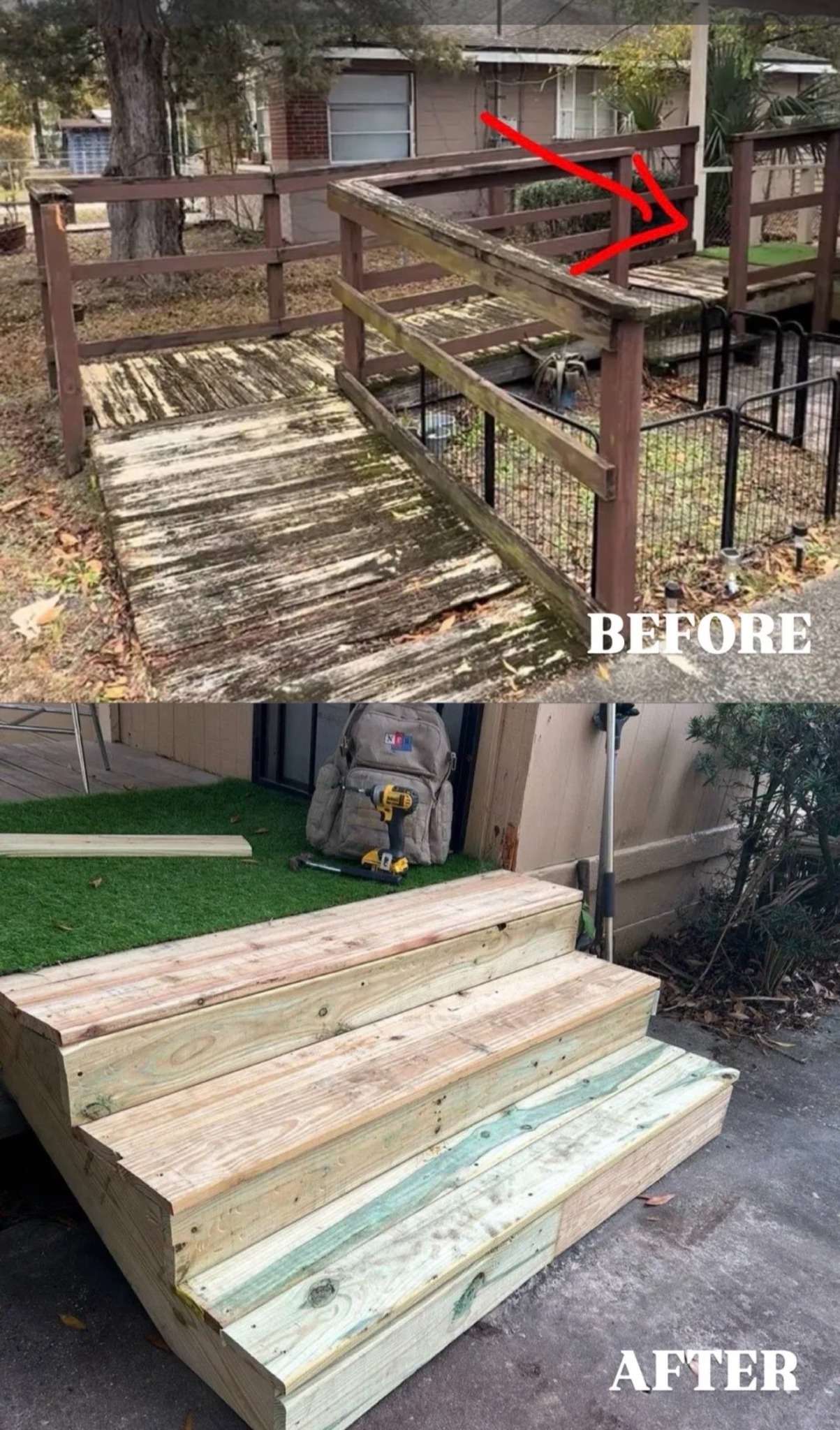 Outdoor access upgrade — ramp to steps