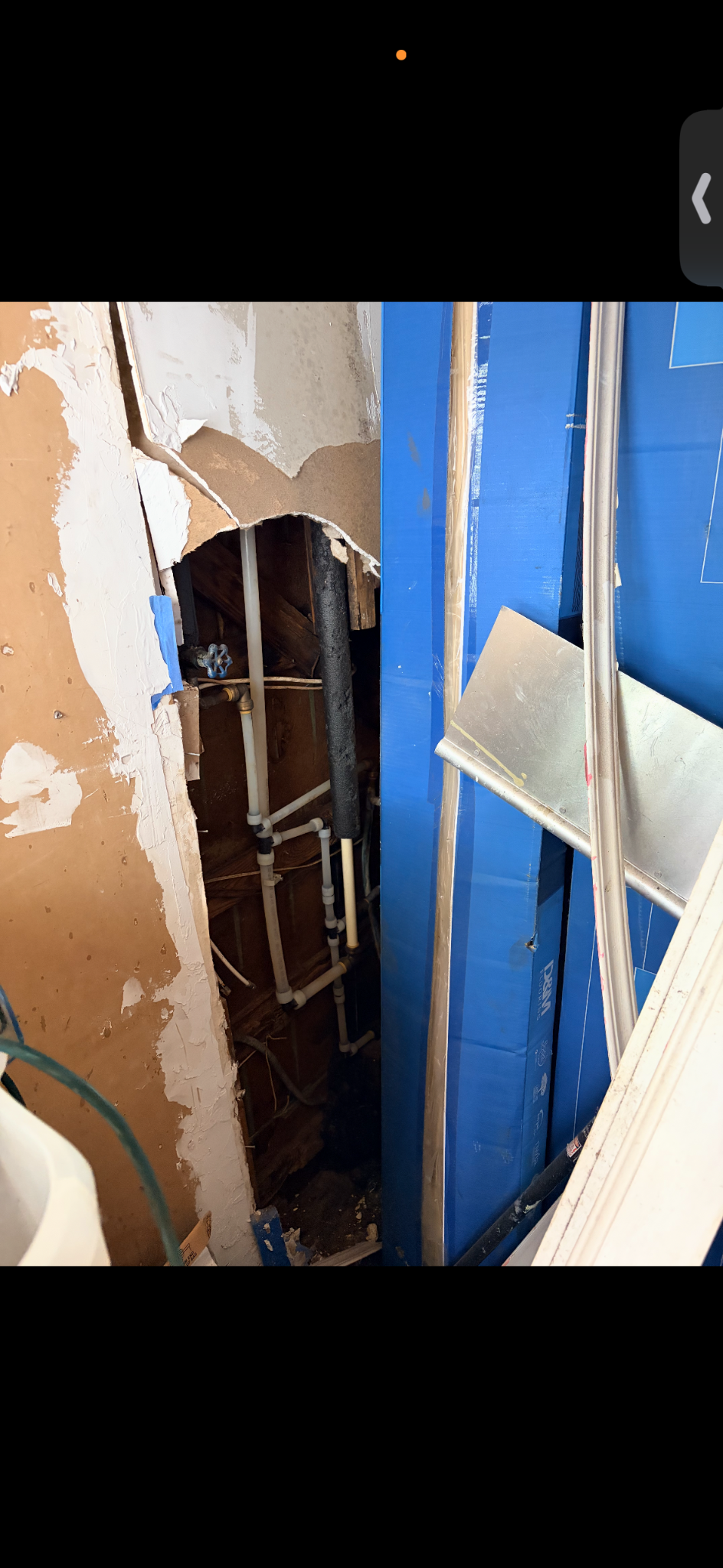 Selective wall removal around existing plumbing
